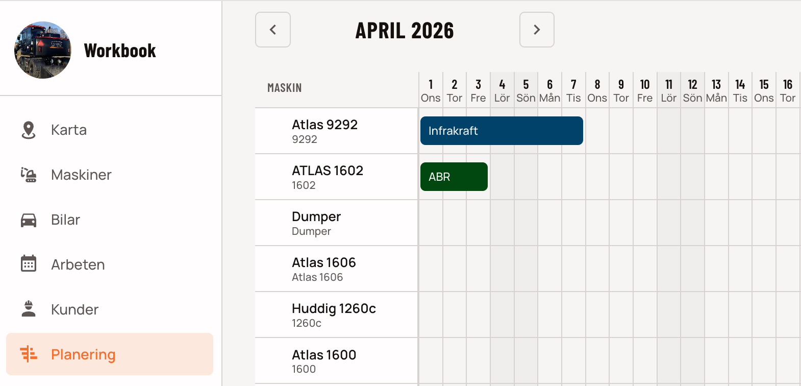 Gantt-planering med drag-and-drop